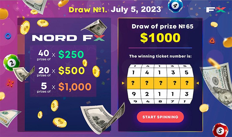 Xổ số siêu hạng NordFX: 65 giải thưởng đầu tiên trị giá 25.000 đô la đã được rút thăm1