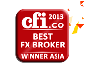 2013 Tạp chí CFI.co Môi giới FX tốt nhất ở Châu Á